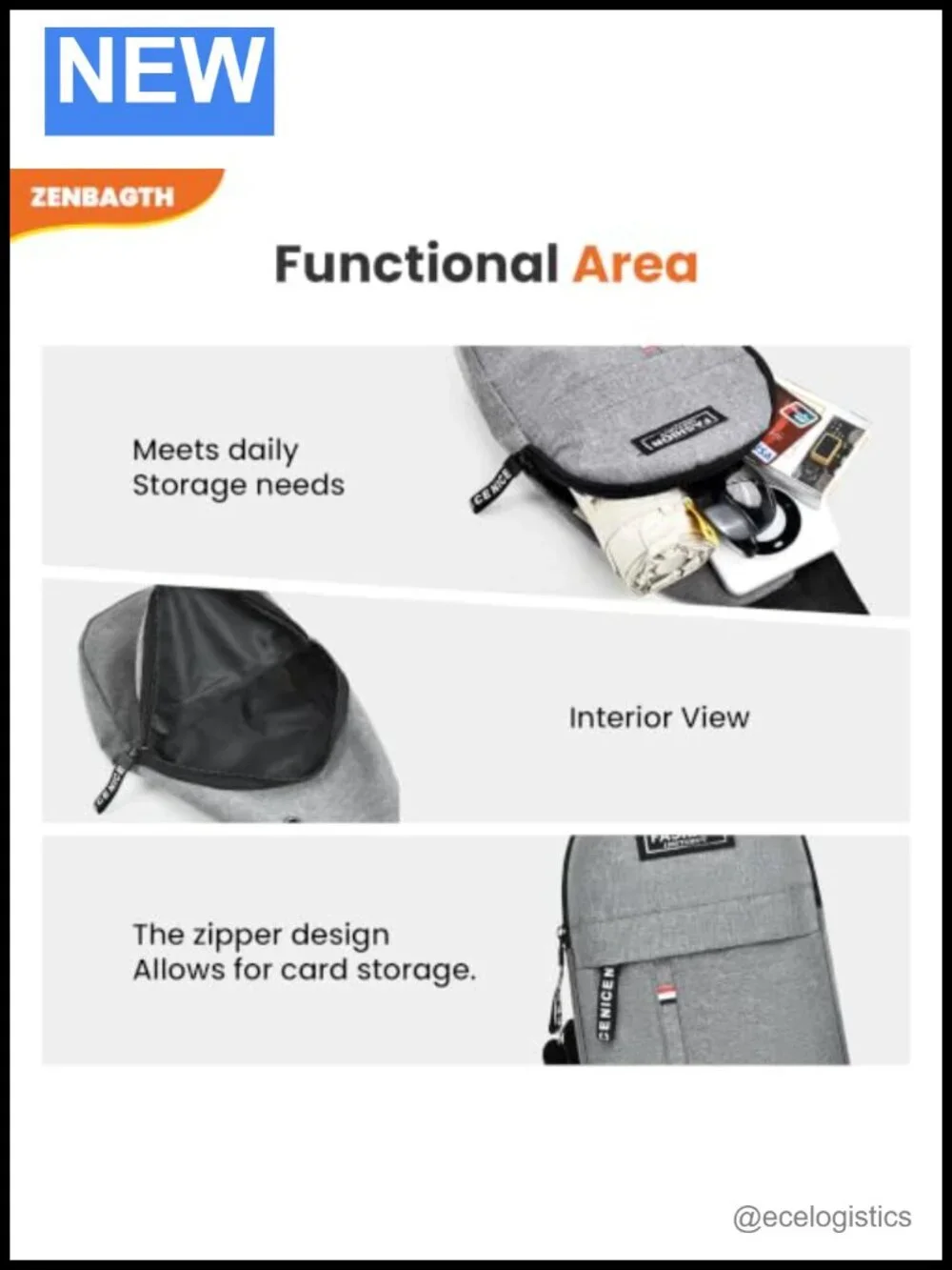 Compact Nylon Sling Bag Cross Body Chest Bag for Travel Hiking